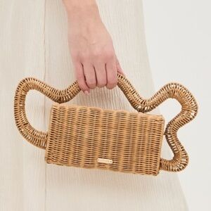 NEW Cult Gaia Elsa Clutch Natural Woven Rattan